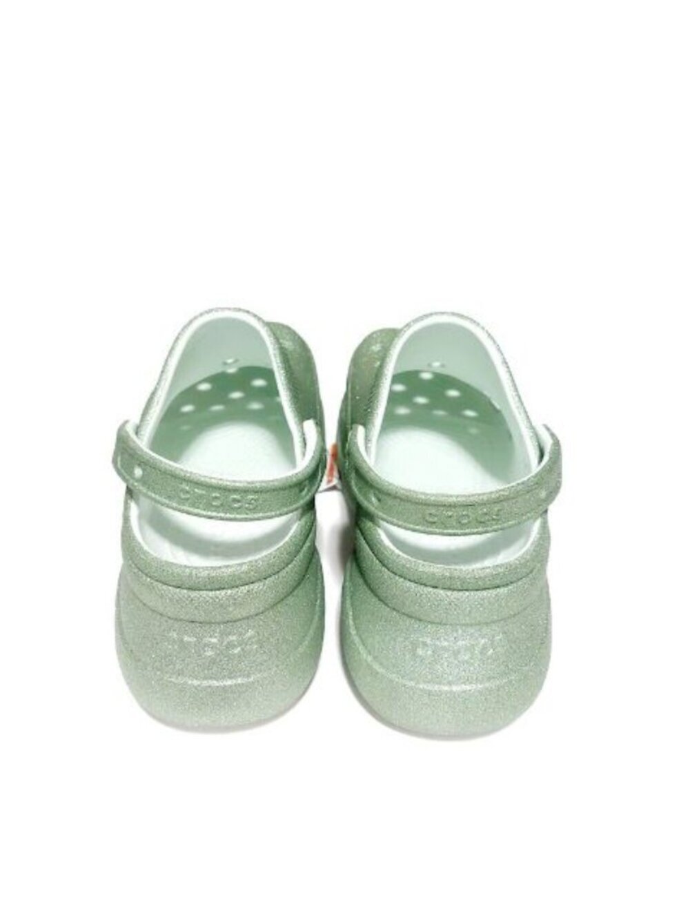 CROCS Classic Bae Glitter Slip On Platform Clogs Womens Size 9 Sandals Mint Tint - Picture 6 of 10